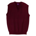 Men/Unisex V-Neck Fine Gauge Acrylic Vest - Burgundy